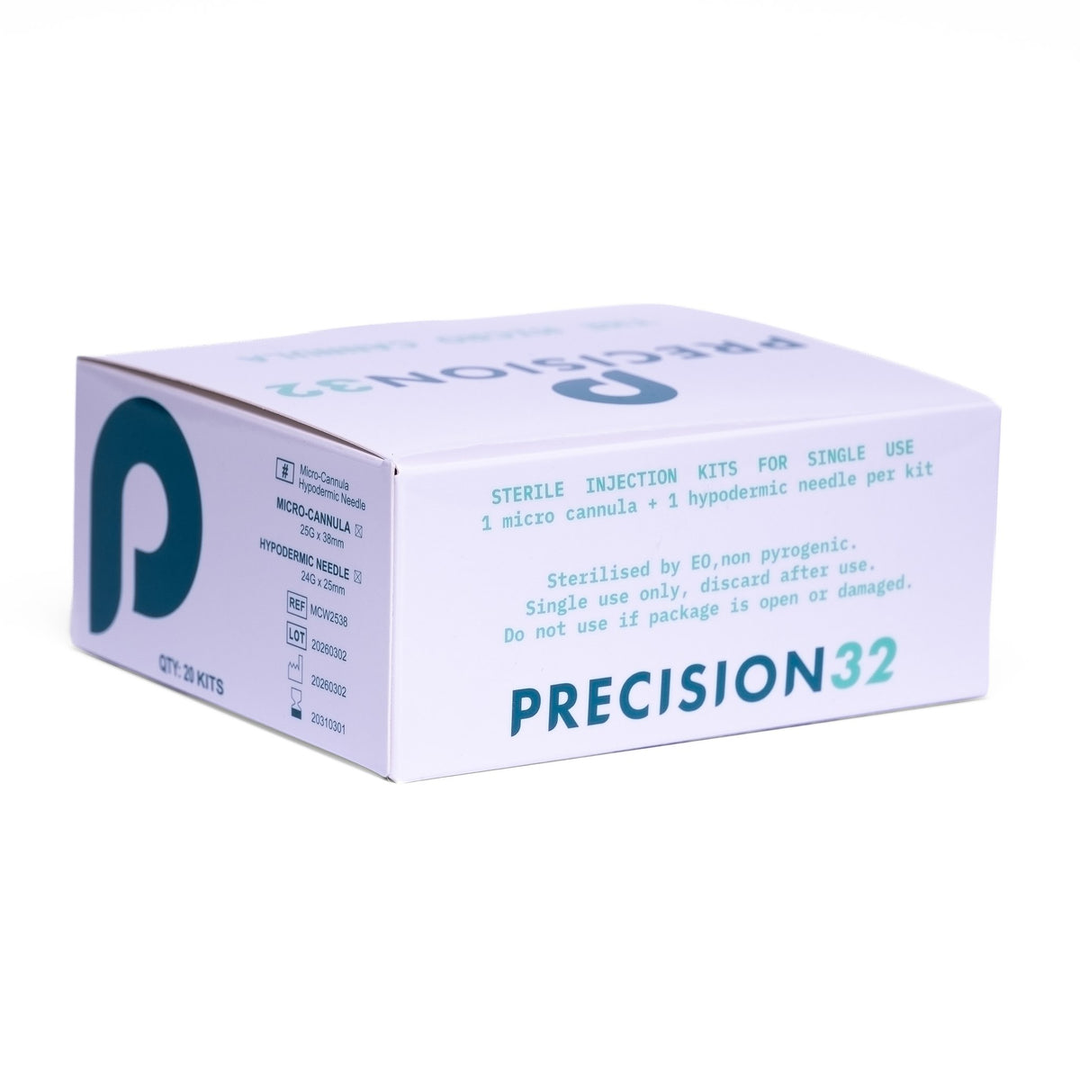 Precision32 sterile injection kit: 1 micro-cannula and 1 hypodermic needle per kit